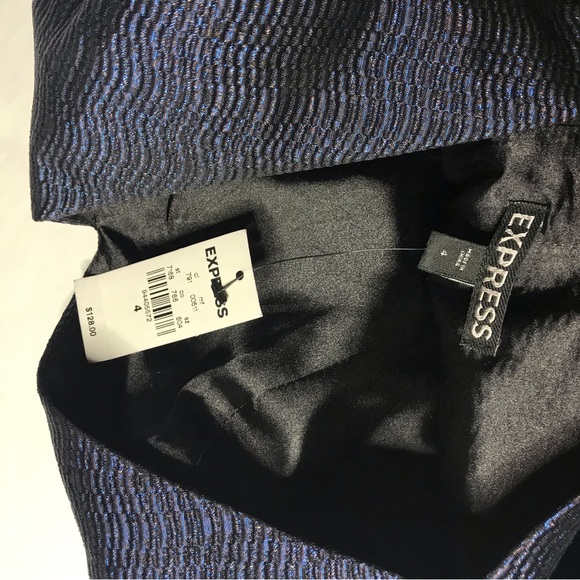 NWT Express Blue V-Neck Glitter Racerback Fit and Flare Cocktail Dress size 4 - Picture 2 of 5